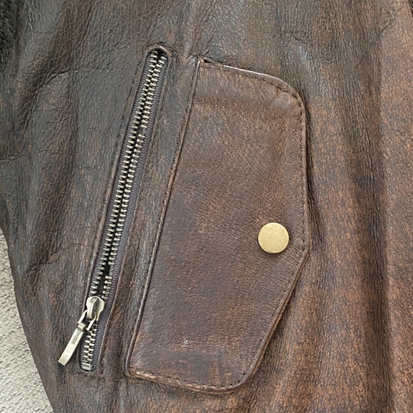 Boy’s Brown Leather Aviator Jacket with Patches - Picture 5 of 9